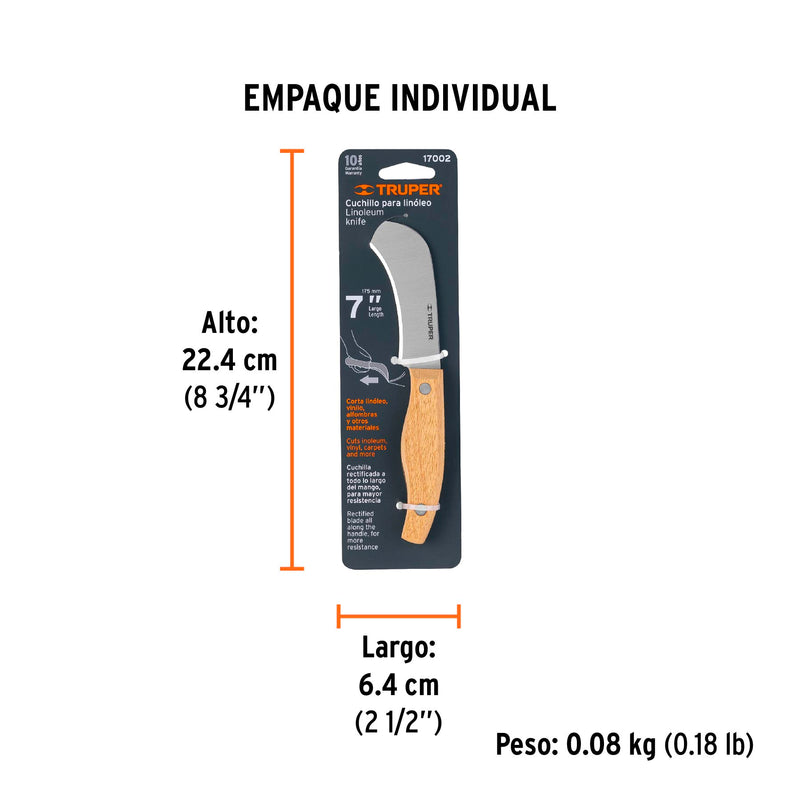 Cuchillo Curvo para Linoleo 7" Truper