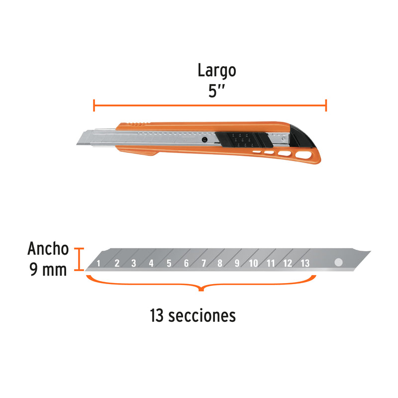 Cutter  9 mm Cuerpo de Plastico Alma Metalica Truper