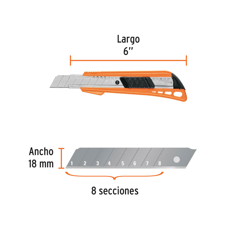 Cutter 18 mm Cuerpo de Plastico Alma Metalica Truper