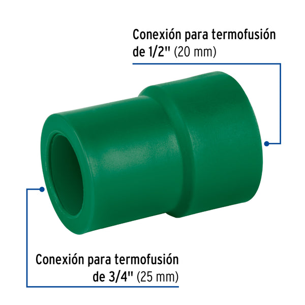 Reduccion PPR  3/4" x 1/2" (25 mm x 20 mm) Termoflow