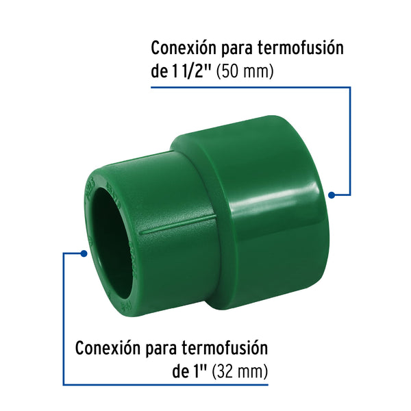 Reduccion PPR 1"1/2 x 1" (50 mm x 32 mm) Termoflow