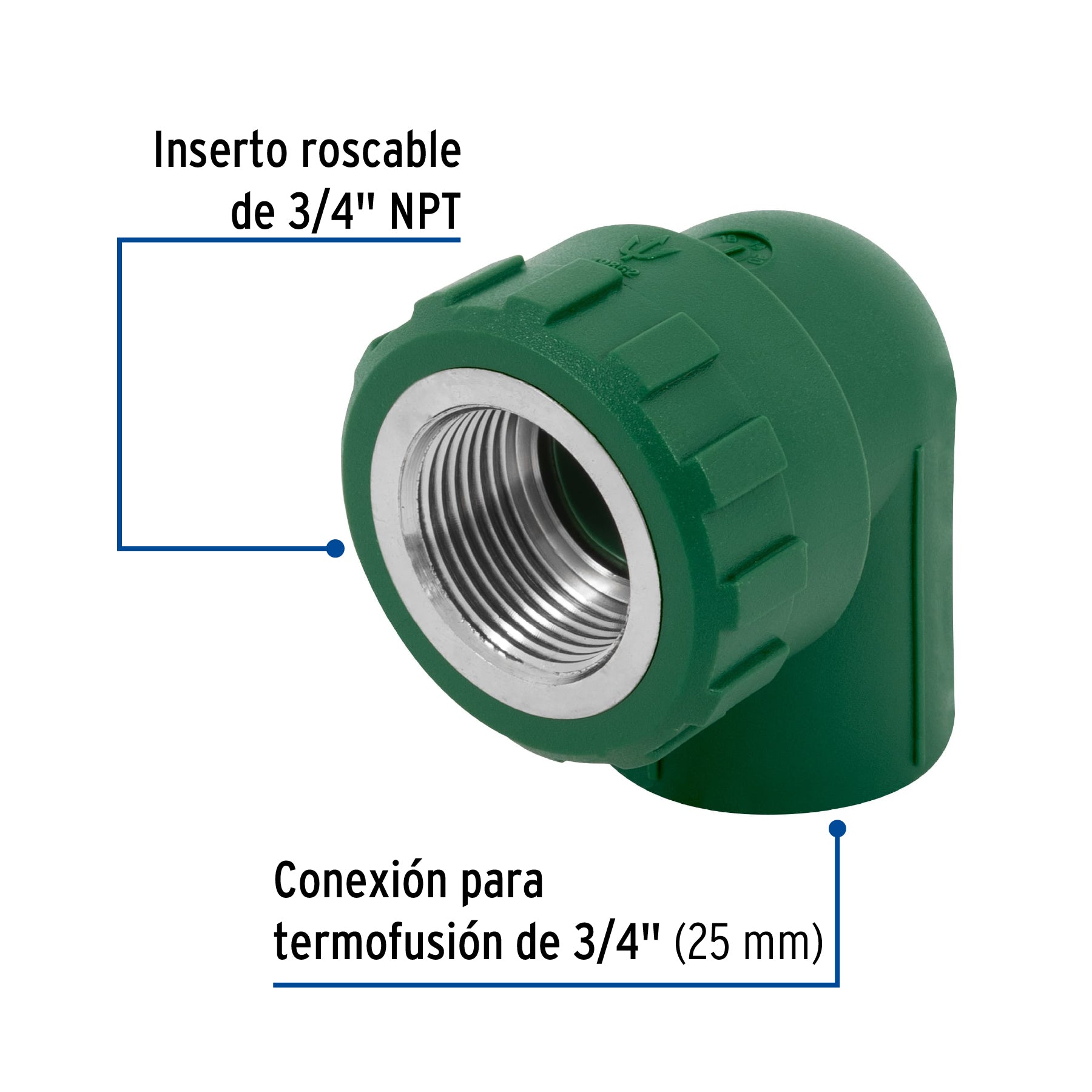 Codo PPR 90° Rosca Interior  3/4" (25 mm) Termoflow