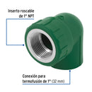 Codo PPR 90° Rosca Interior 1" (32 mm) Termoflow