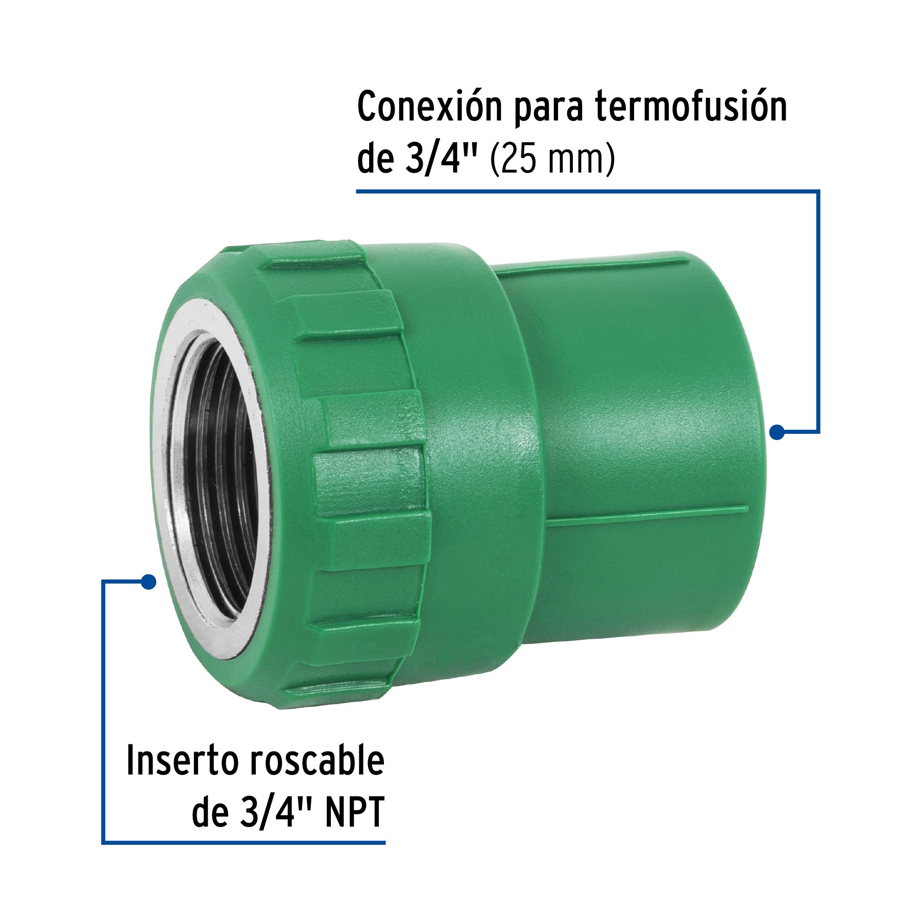 Conector PPR Interior  3/4" (25 mm) Termoflow
