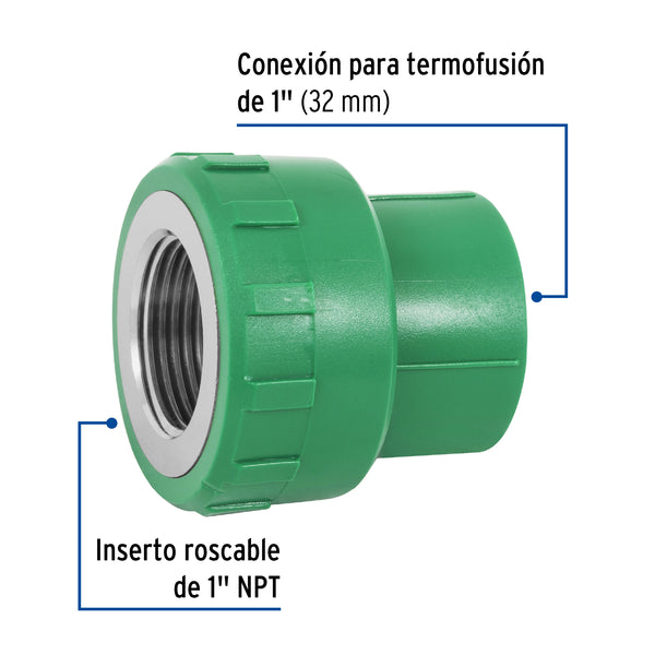 Conector PPR Interior 1" (32 mm) Termoflow