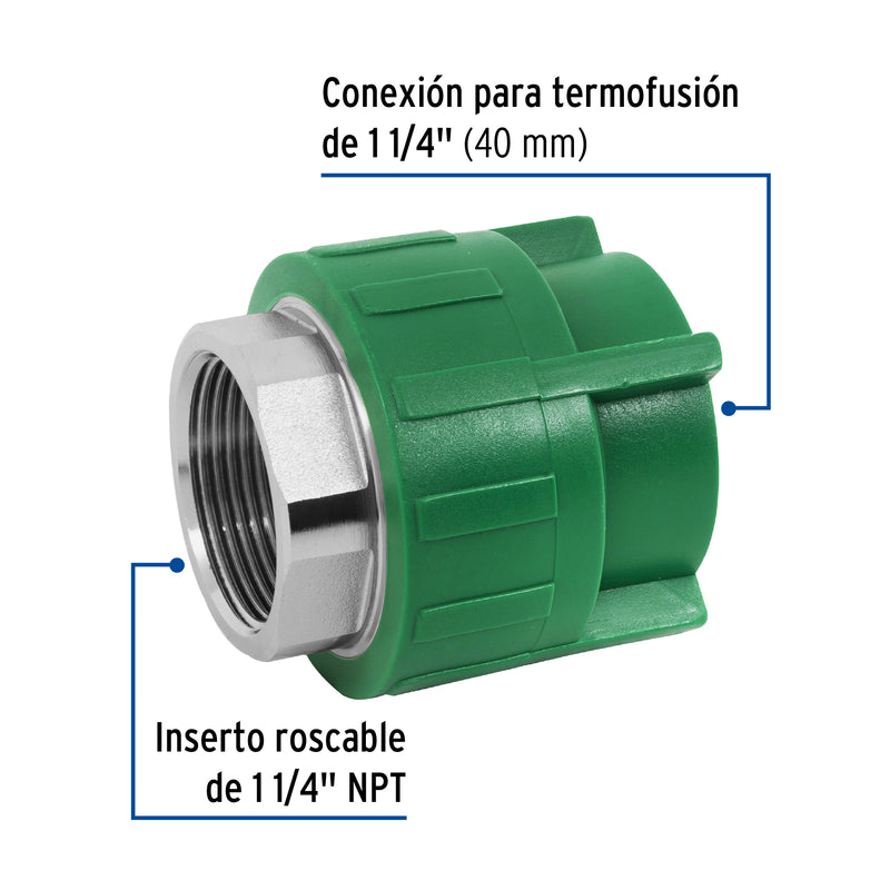 Conector PPR Interior 1"1/4 (40 mm) Termoflow