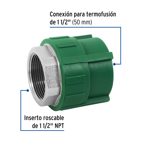 Conector PPR Interior 1"1/2 (50 mm) Termoflow