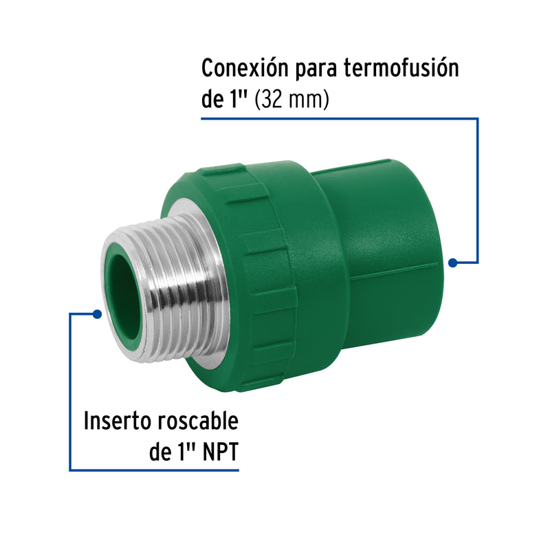 Conector PPR Exterior 1" (32 mm) Termoflow