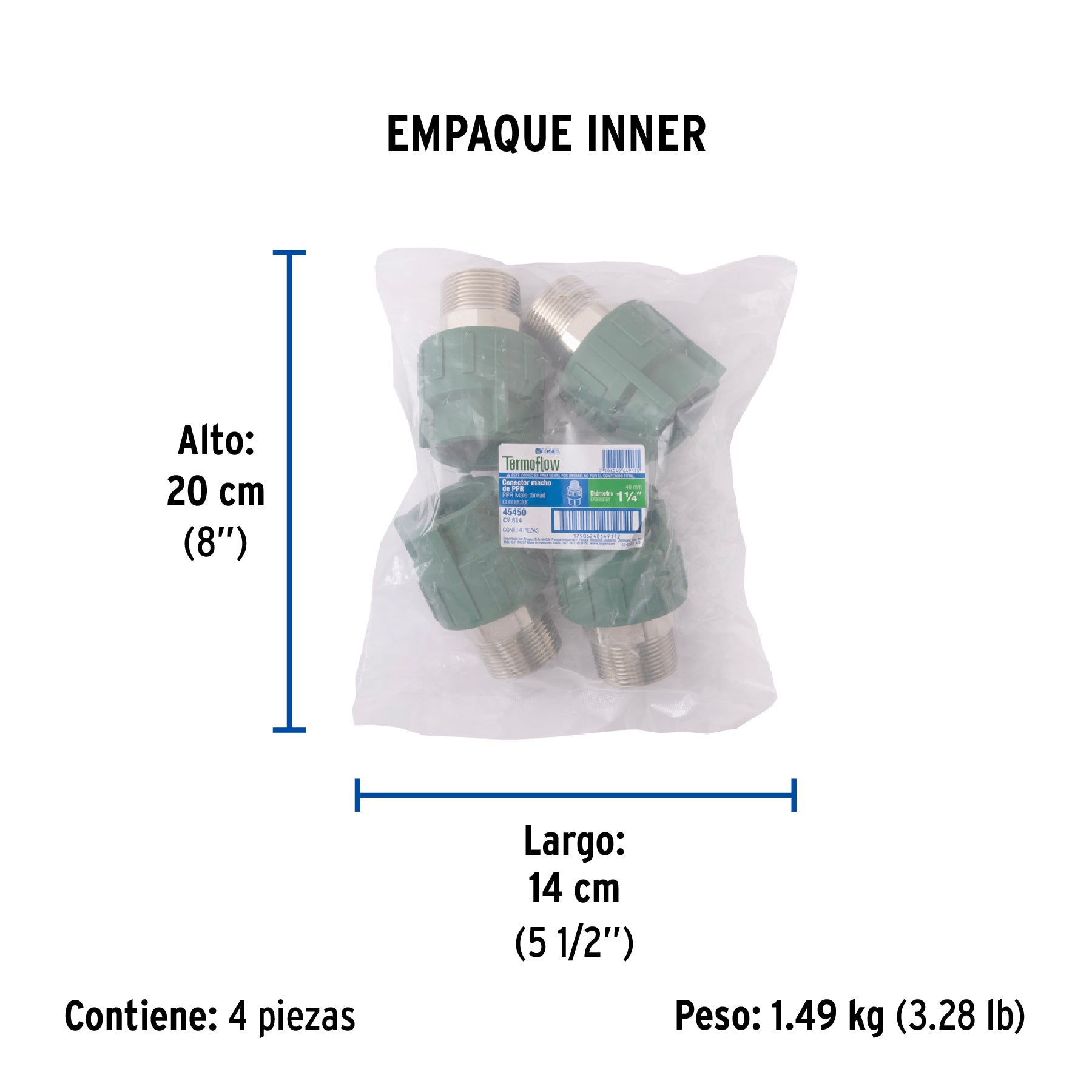 Conector PPR Exterior 1"1/4 (40 mm) Termoflow