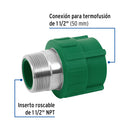Conector PPR Exterior 1"1/2 (50 mm) Termoflow