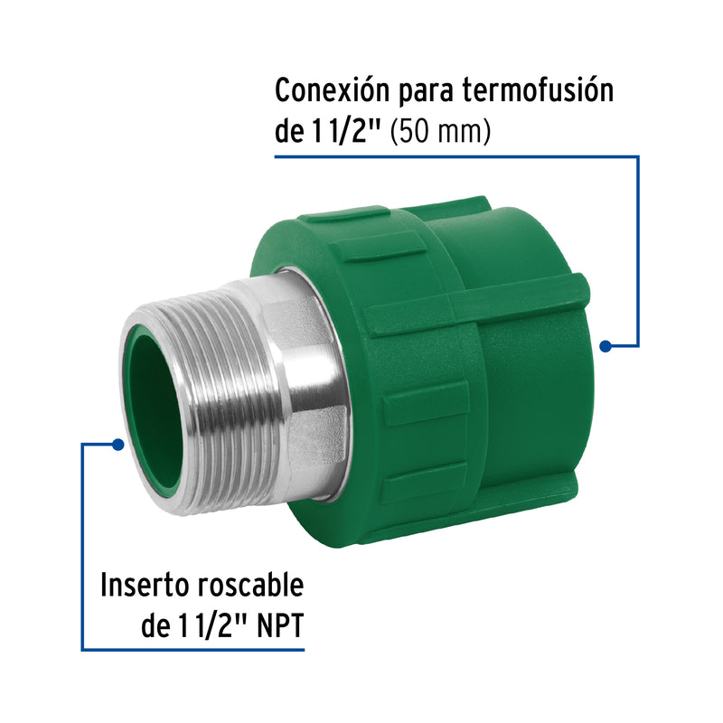 Conector PPR Exterior 1"1/2 (50 mm) Termoflow