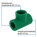 Tee PPR Reducida  3/4" x 1/2" x 3/4" Termoflow