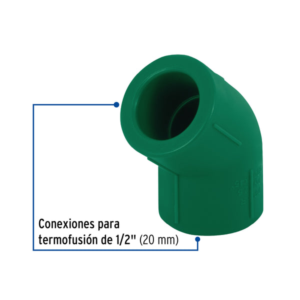 Codo PPR 45° X 1/2" (20 mm) Termoflow