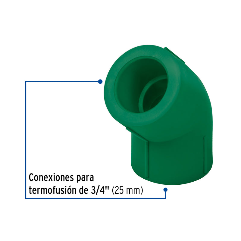 Codo PPR 45° X 3/4" (25 mm) Termoflow