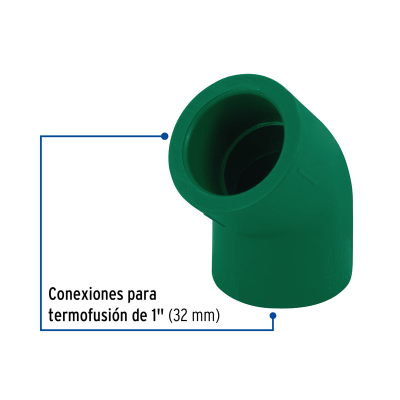 Codo PPR 45° X 1" (32 mm) Termoflow