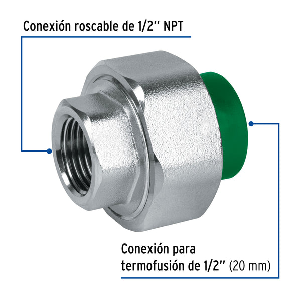 Tuerca Union Mixta PPR  1/2" (20 mm) Termoflow