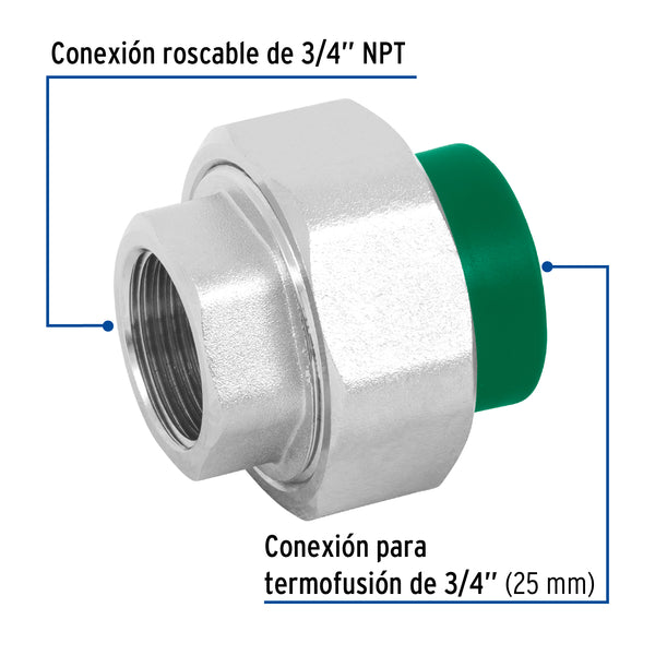 Tuerca Union Mixta PPR  3/4" (25 mm) Termoflow