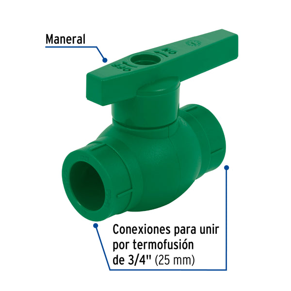 Valvula Esfera de PPR  3/4" (25 mm) Termoflow