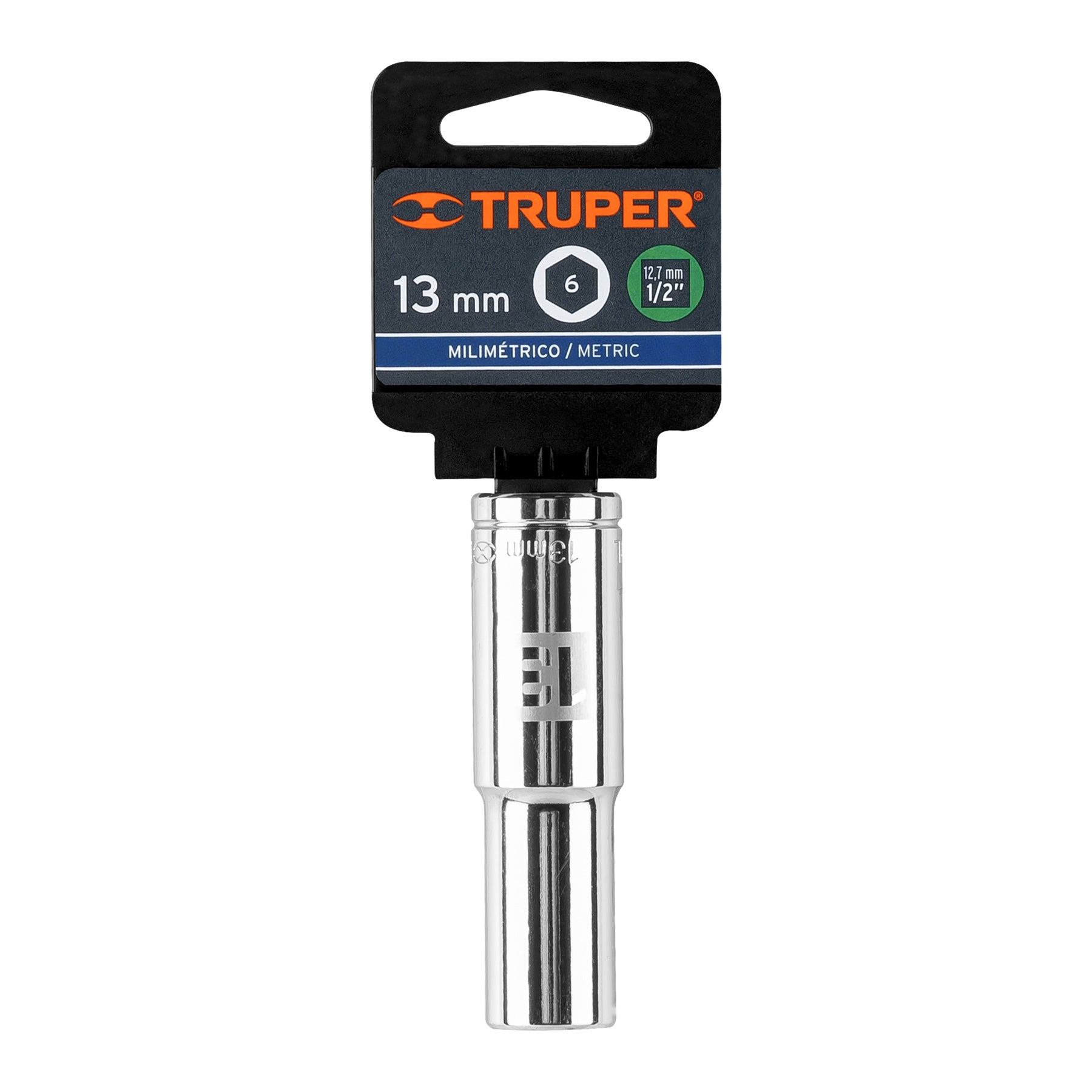 Dado Cuadro 1/2" Largo de 6 Puntas Truper 13 mm