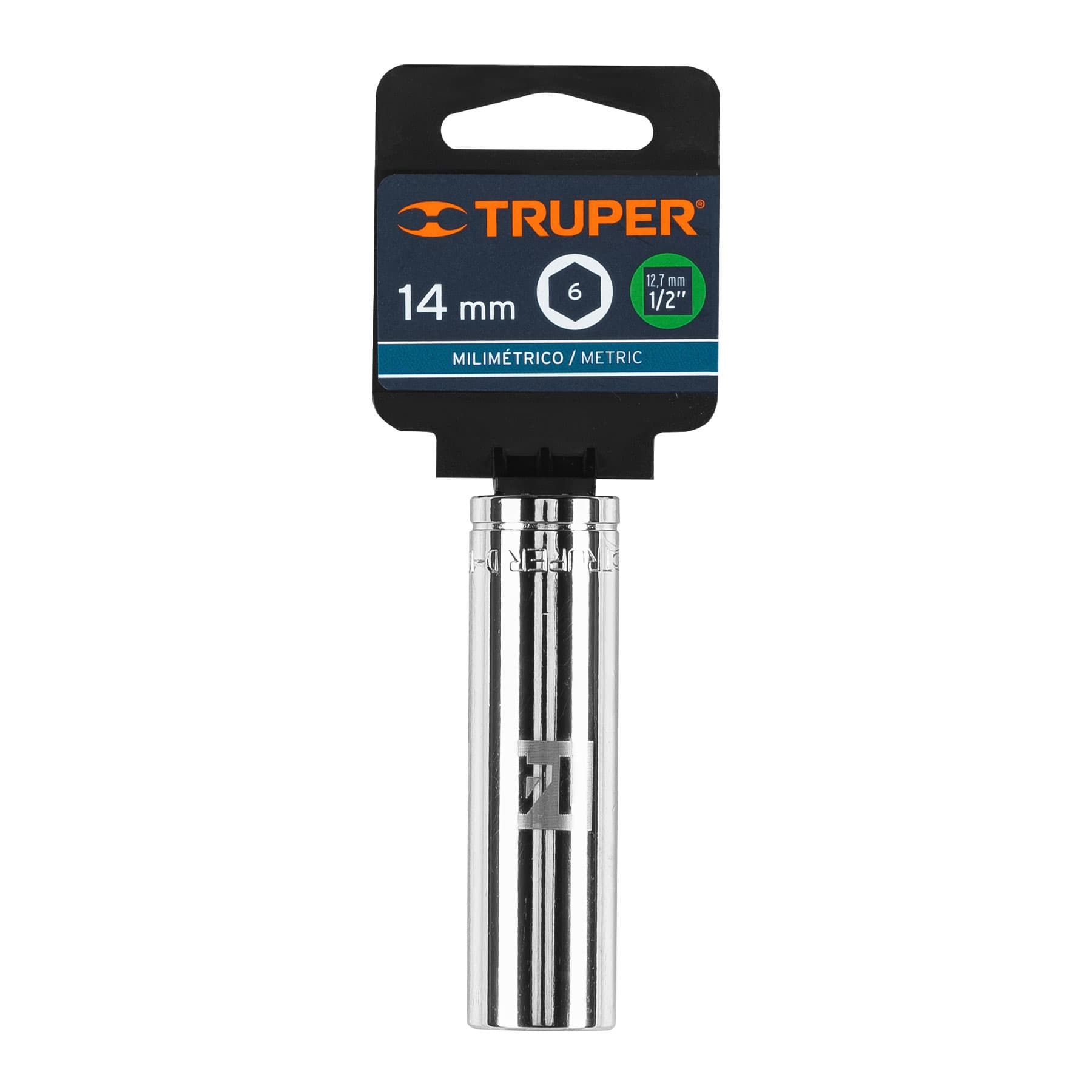 Dado Cuadro 1/2" Largo de 6 Puntas Truper 14 mm
