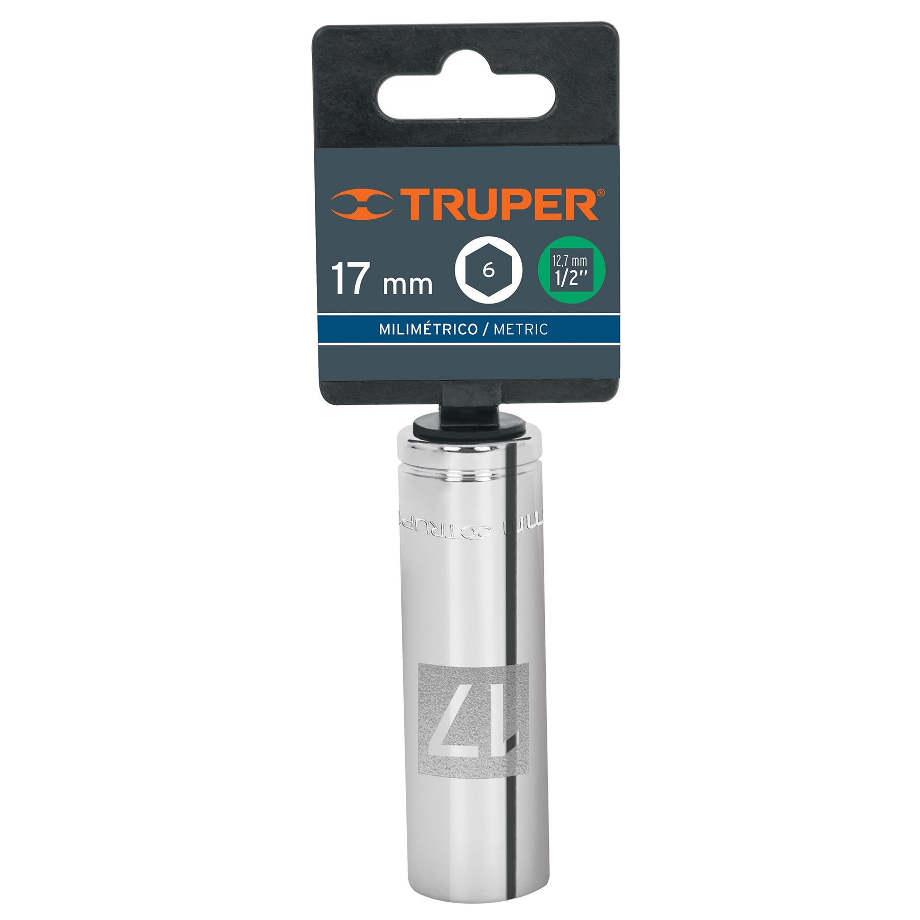 Dado Cuadro 1/2" Largo de 6 Puntas Truper 17 mm