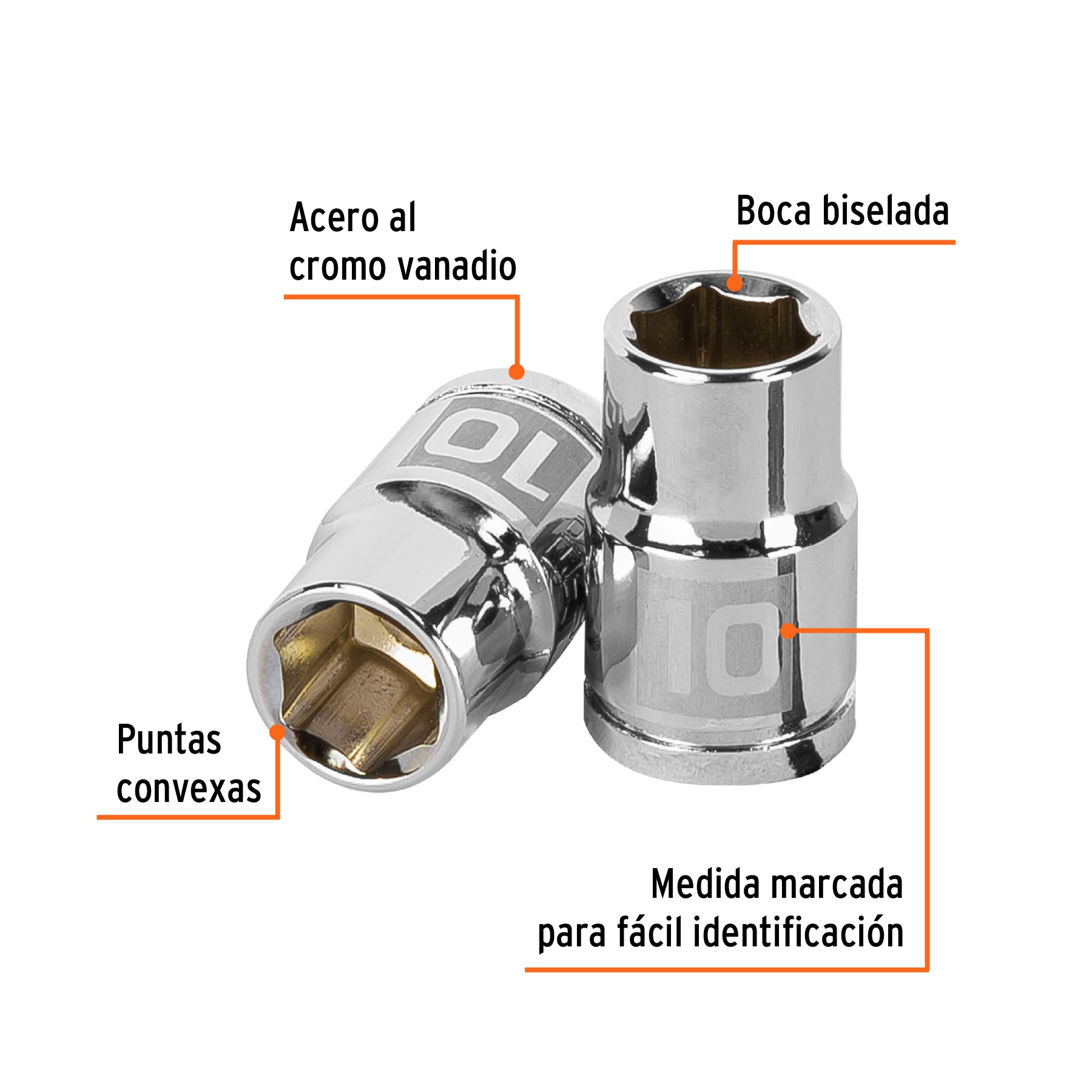 Dado Cuadro 3/8" de 6 Puntas Truper 10 mm