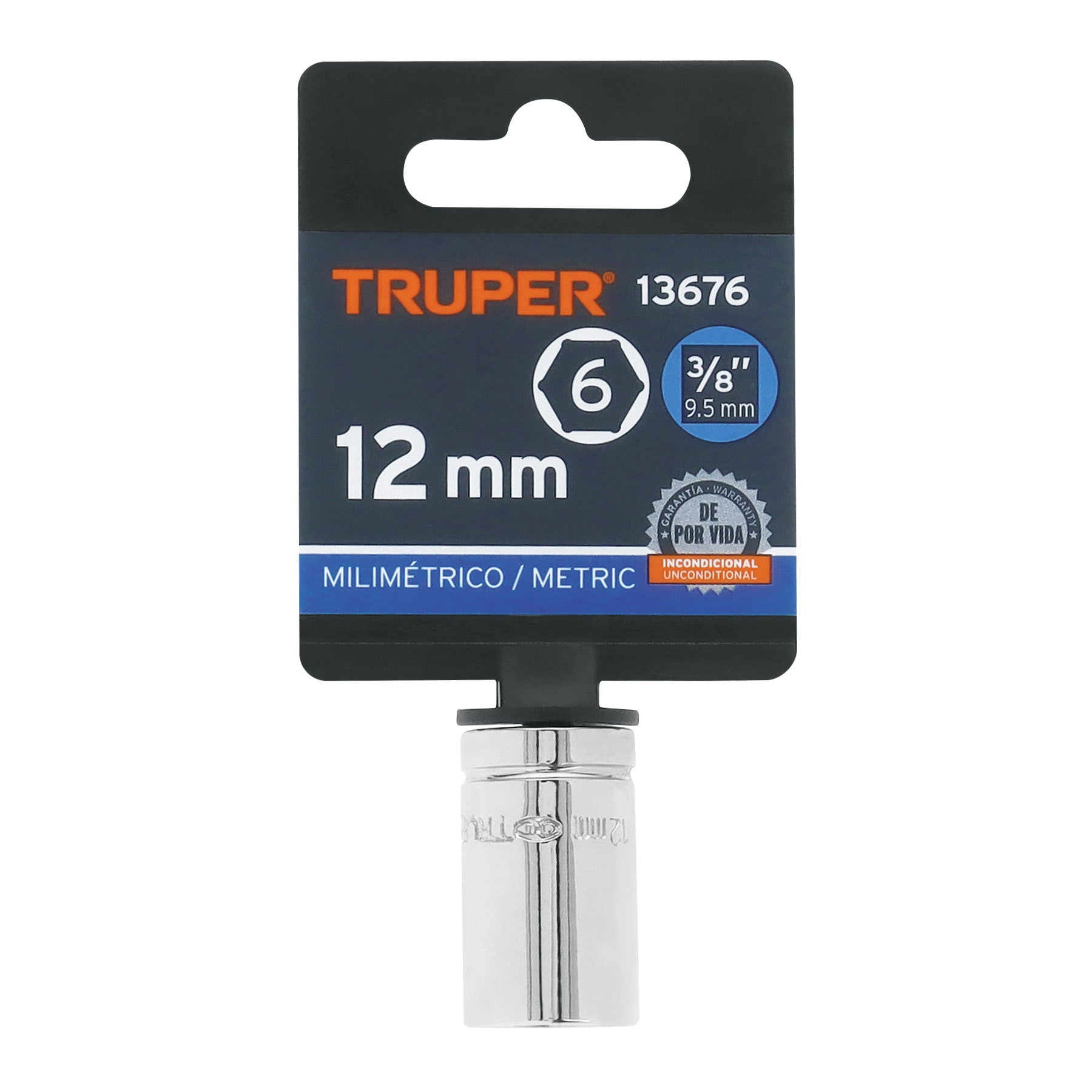 Dado Cuadro 3/8" de 6 Puntas Truper 12 mm