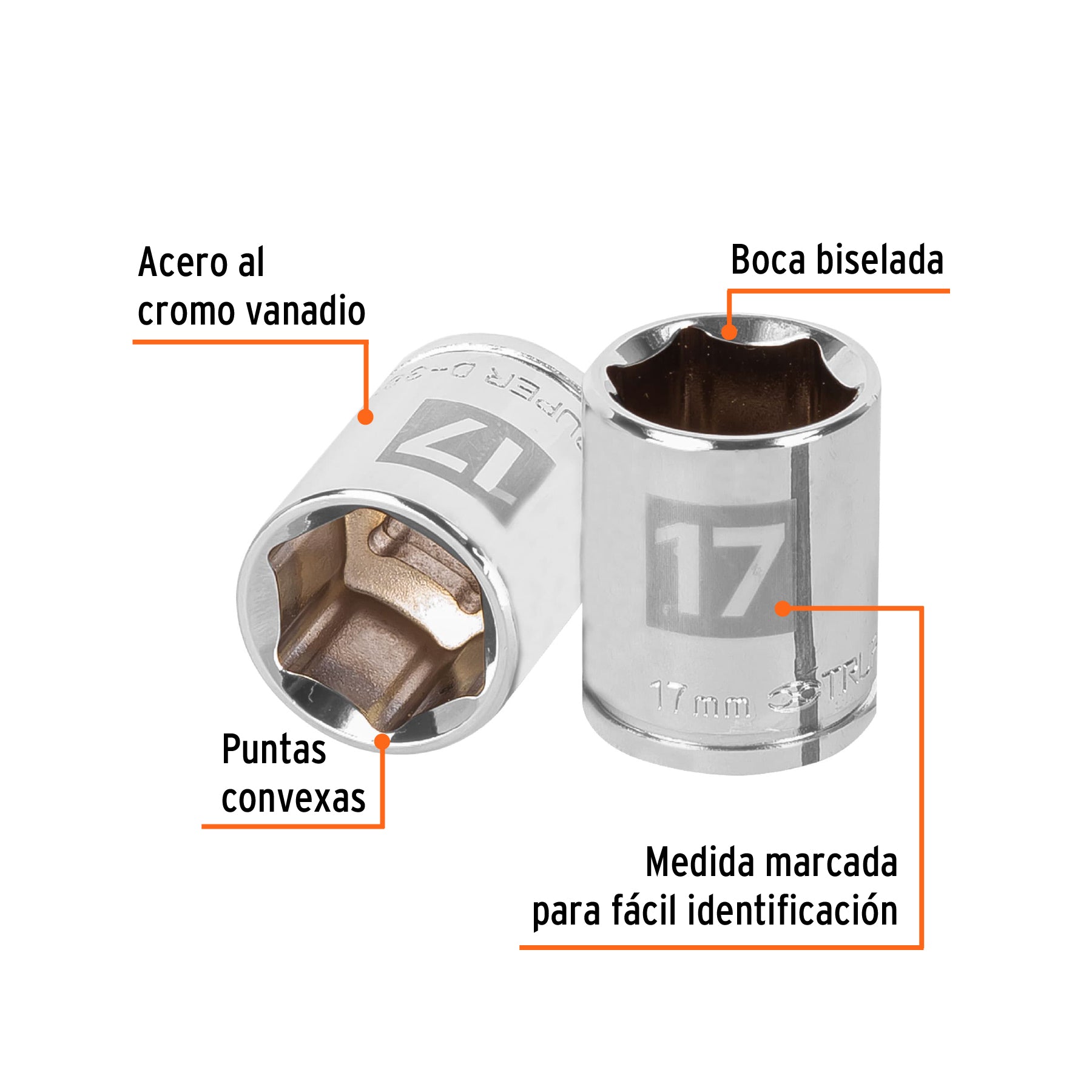 Dado Cuadro 3/8" de 6 Puntas Truper 17 mm