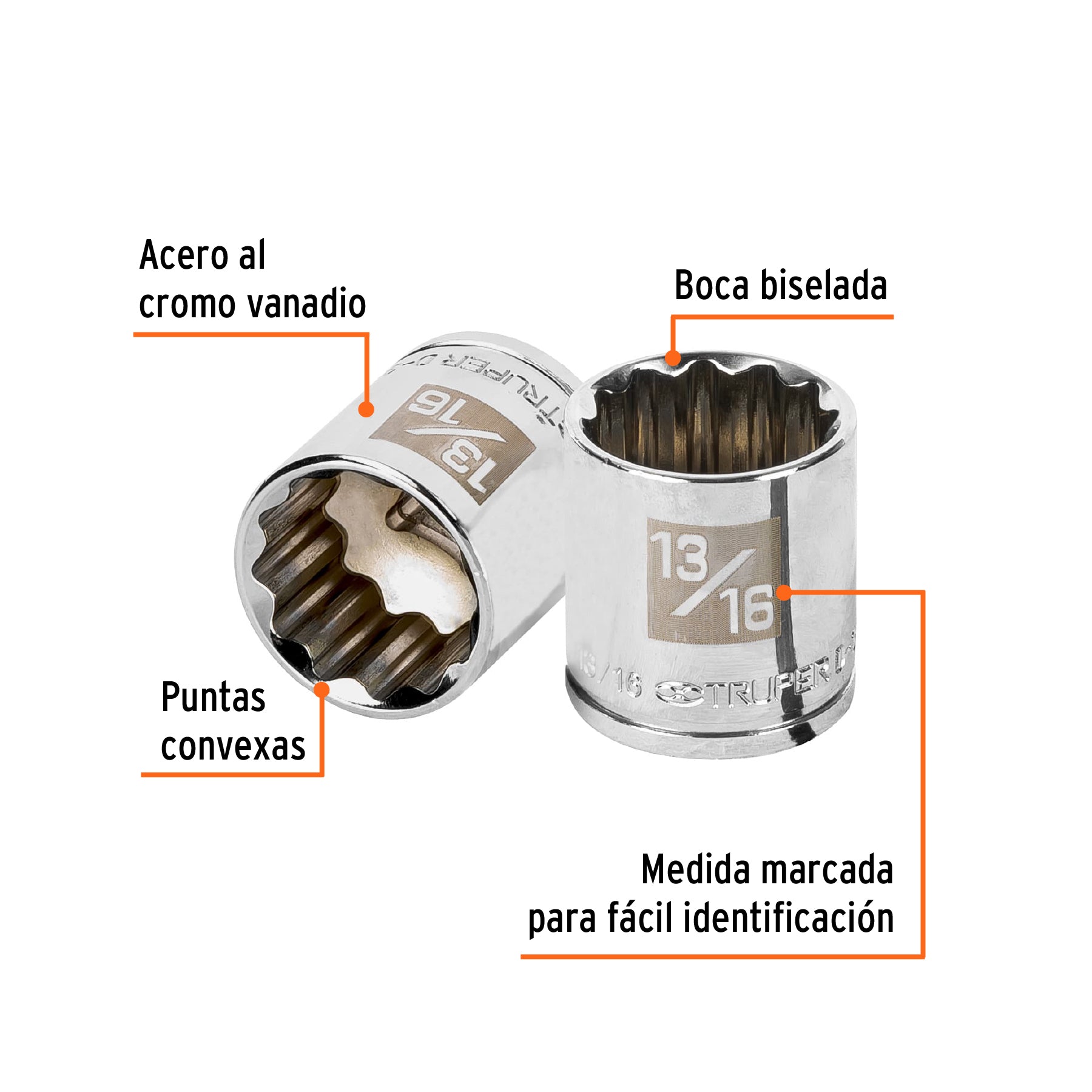 Dado Cuadro 3/8" de 12 Puntas Truper 13/16"