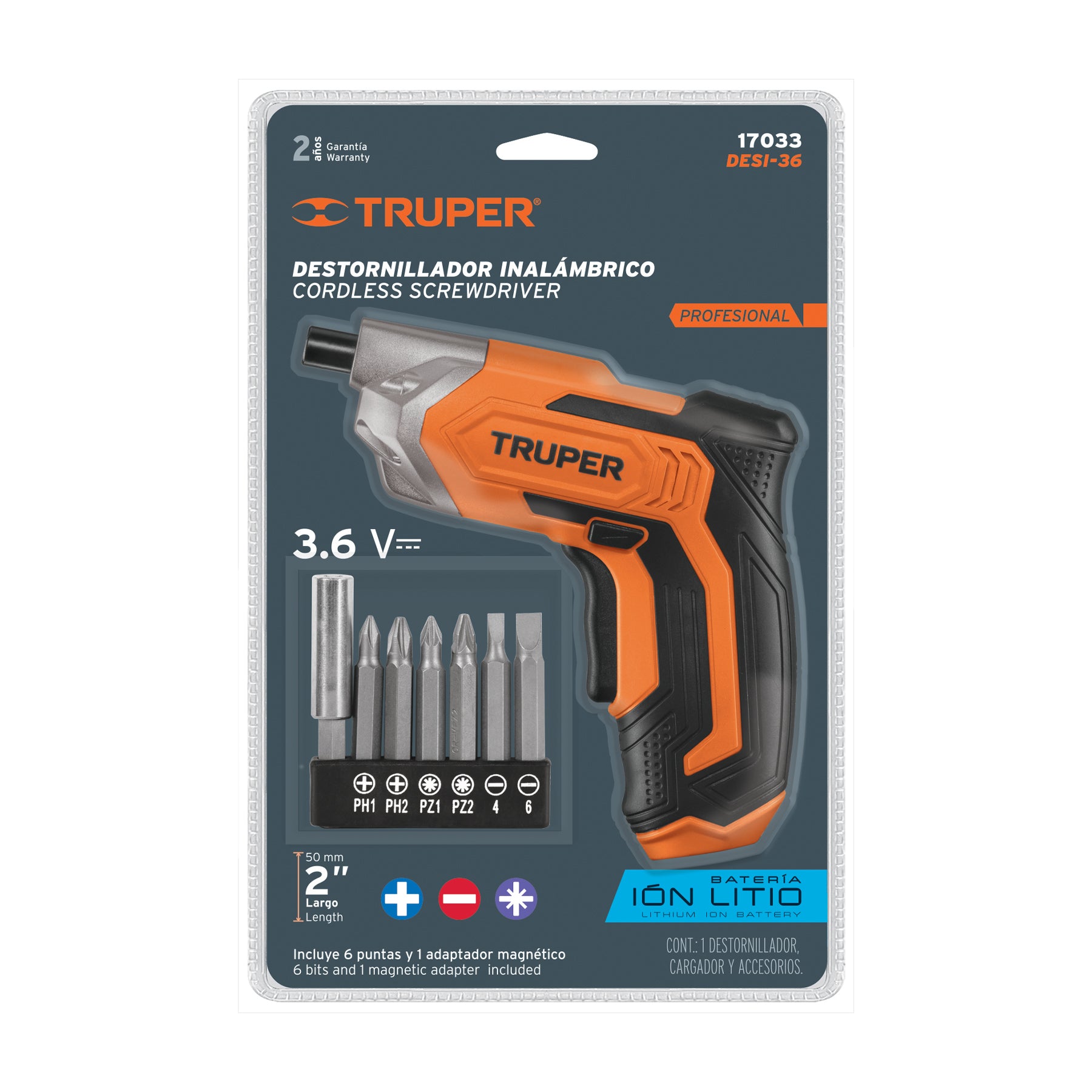 Destornillador Inalambrico 3.6 Volts Truper PRO