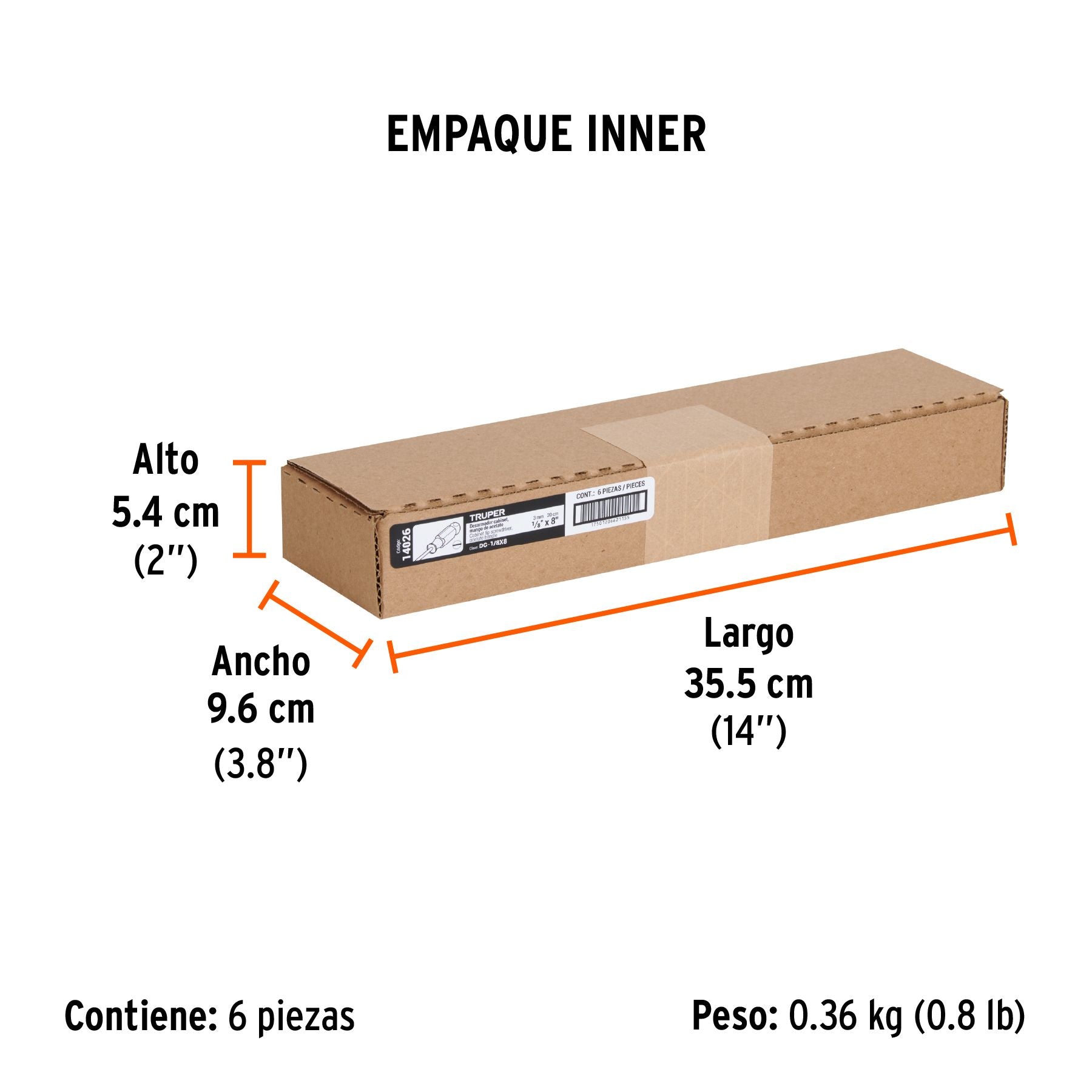 Desarmador Mango de Acetato Truper Plano 1/8" X  8"