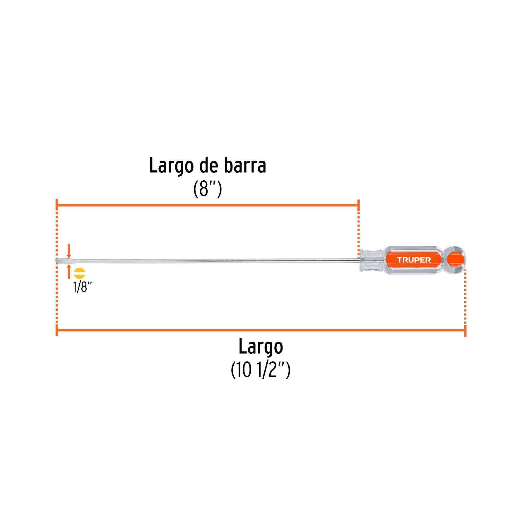 Desarmador Mango de Acetato Truper Plano 1/8" X  8"