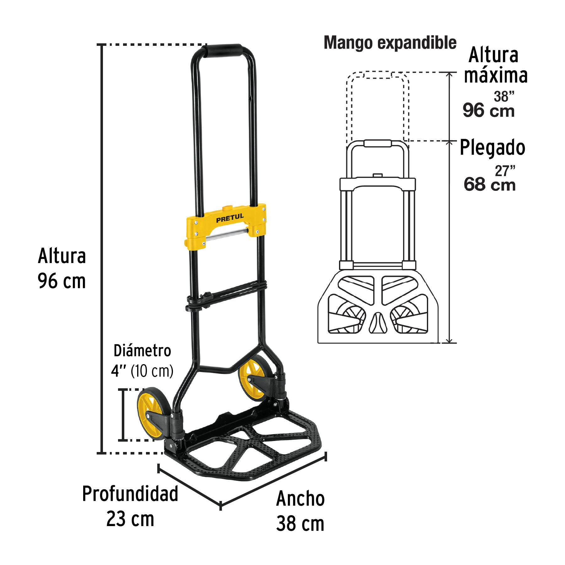 Diablo Plegable de Acero  60 Kilos Pretul