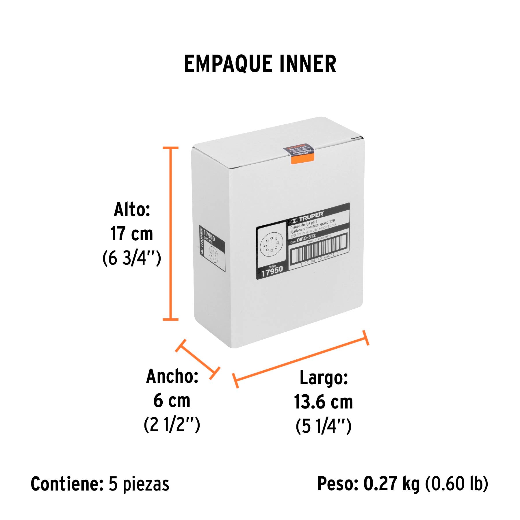Caja con 5 Discos de Lija con Velcro Perforado 5" Grano 120 Truper
