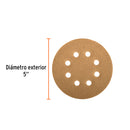 Caja con 5 Discos de Lija con Velcro Perforado 5" Grano 180 Truper