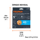 Caja con 5 Discos de Lija con Velcro Perforado 5" Grano  40 Truper