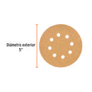 Caja con 5 Discos de Lija con Velcro Perforado 5" Grano  40 Truper