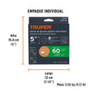 Caja con 5 Discos de Lija con Velcro Perforado 5" Grano  60 Truper