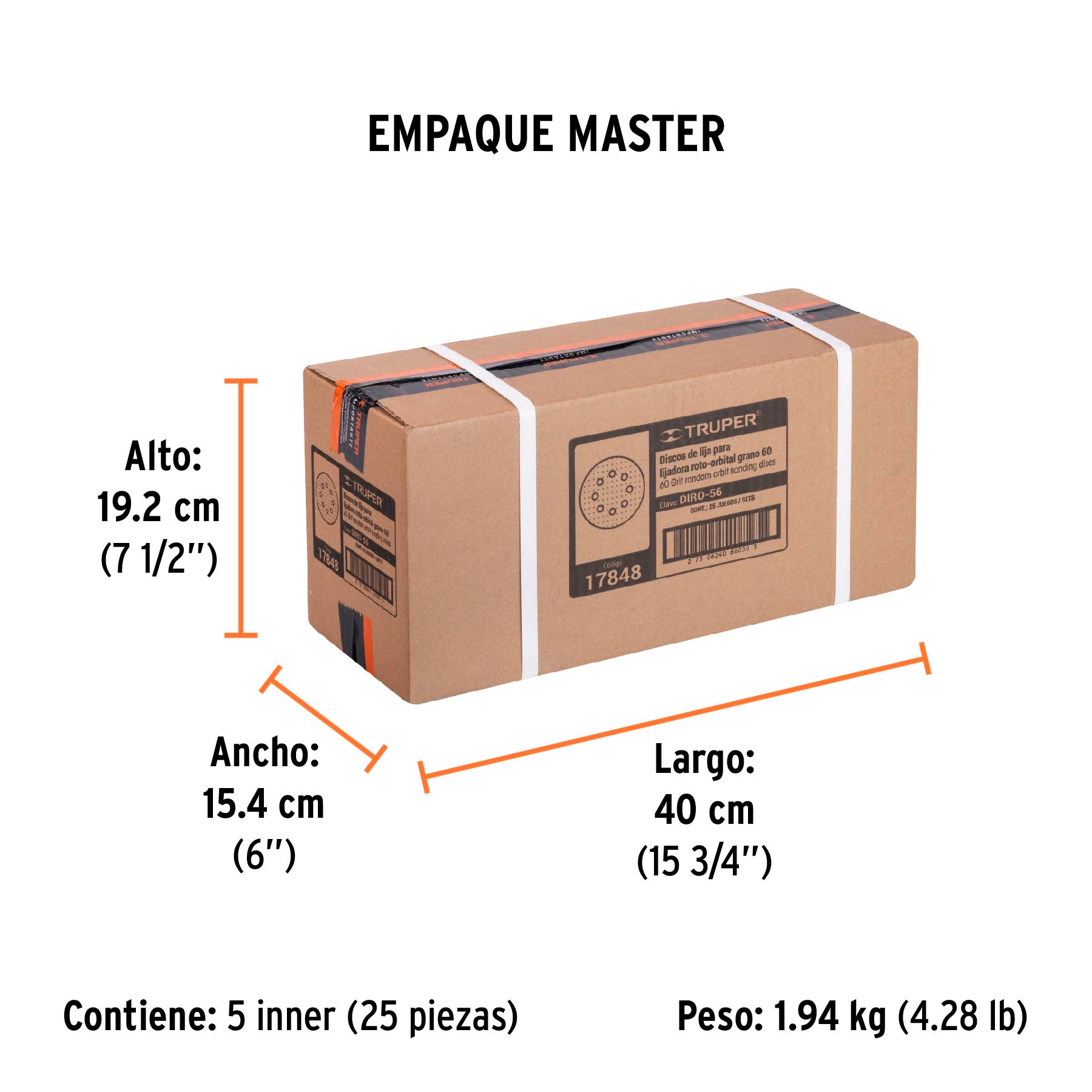 Caja con 5 Discos de Lija con Velcro Perforado 5" Grano  60 Truper