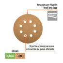 Caja con 5 Discos de Lija con Velcro Perforado 5" Grano  60 Truper