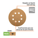 Caja con 5 Discos de Lija con Velcro Perforado 5" Grano  80 Truper