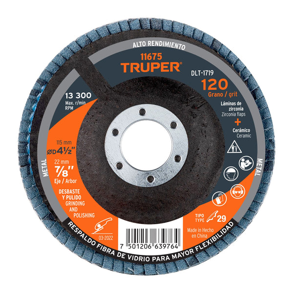 Disco Laminado 4"1/2 TRUPER Grano 120
