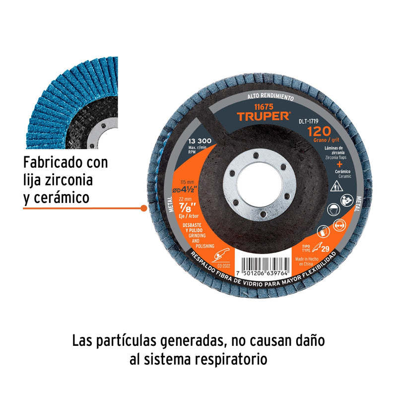 Disco Laminado 4"1/2 TRUPER Grano 120