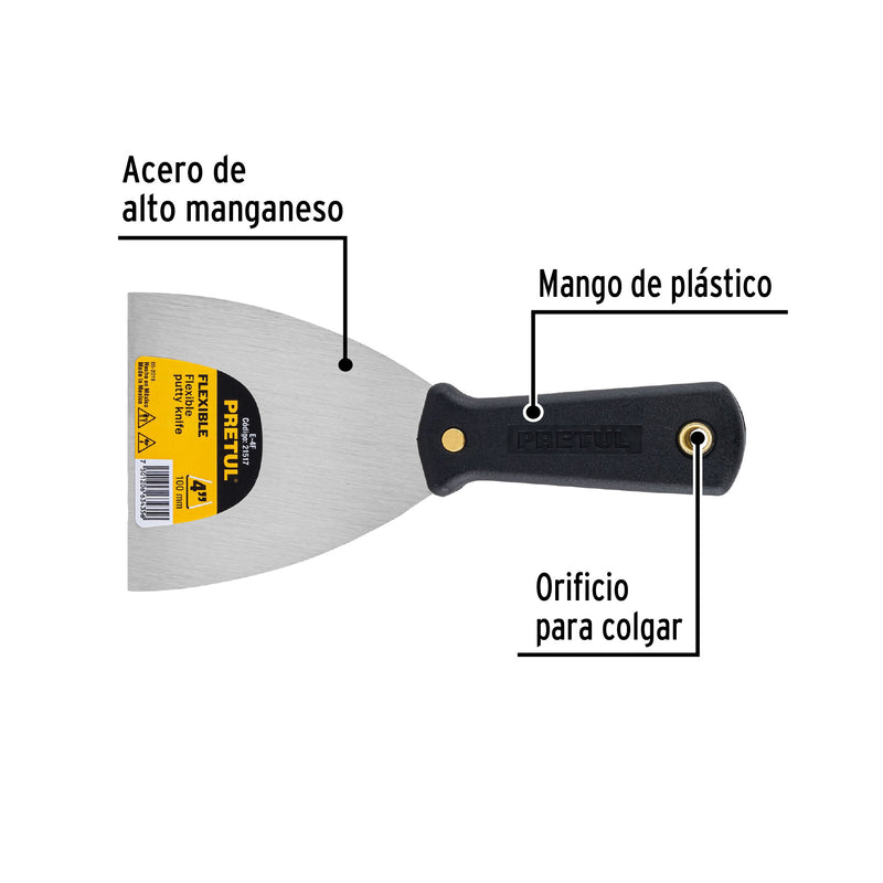 Espatula Flexible Mango de Plastico Pretul 4"