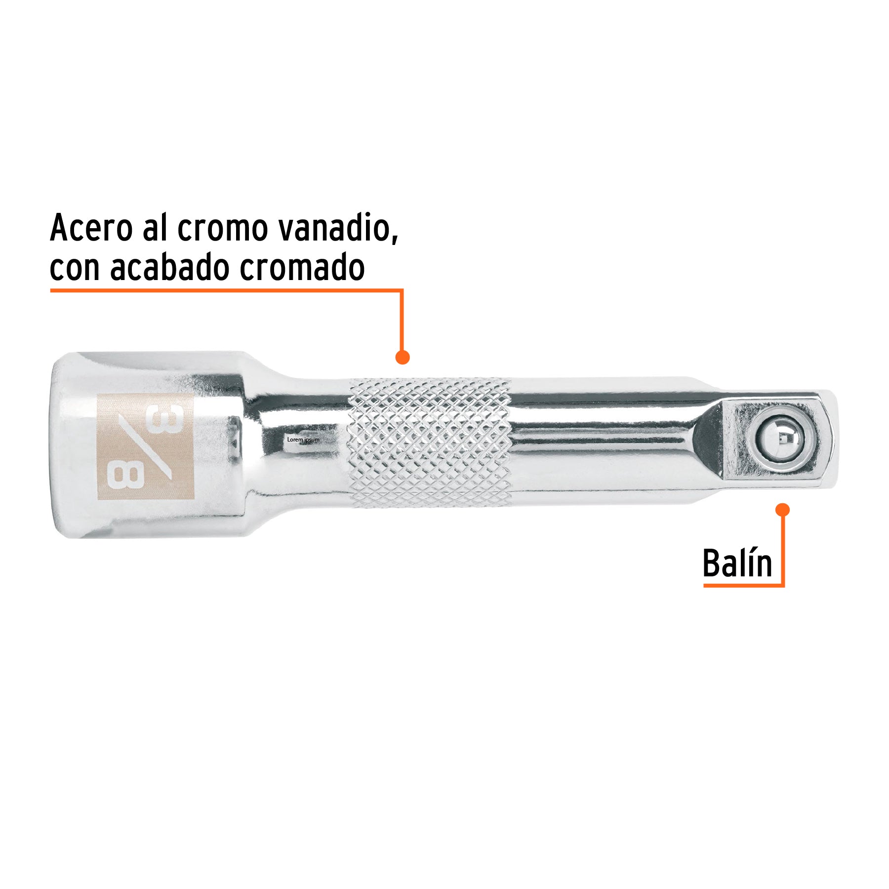 Extension para Matraca Cuadro 3/8" Truper Largo 3"