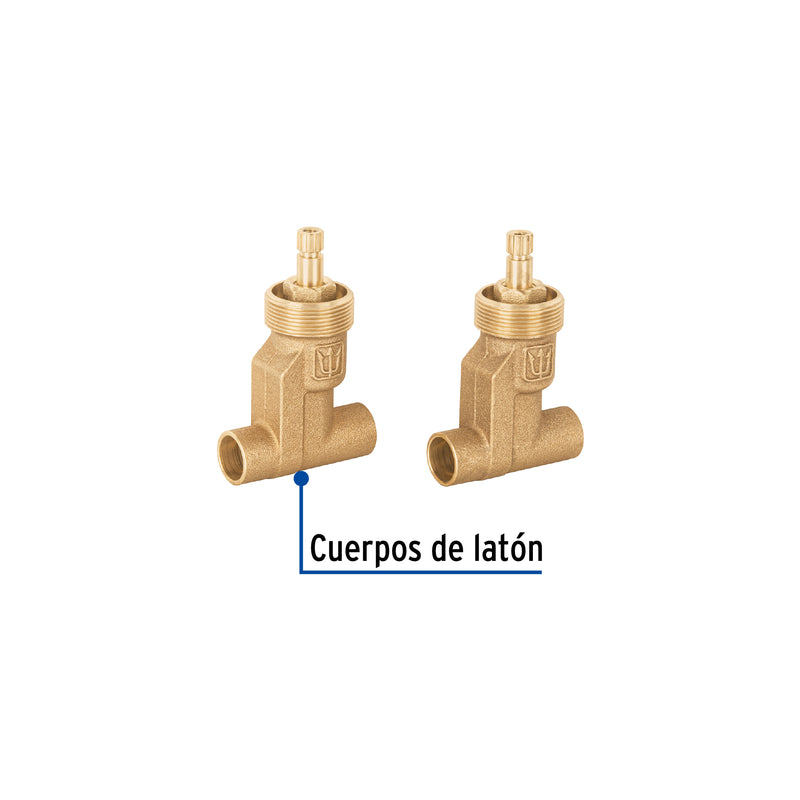 Juego de 2 Llaves de Empotrar Soldables Vuelta Completa Foset E-652S