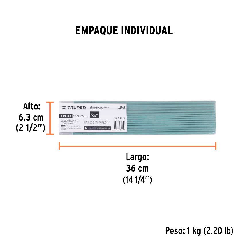 Electrodos 6013 de 3/32" Truper Bolsa 1 Kilo