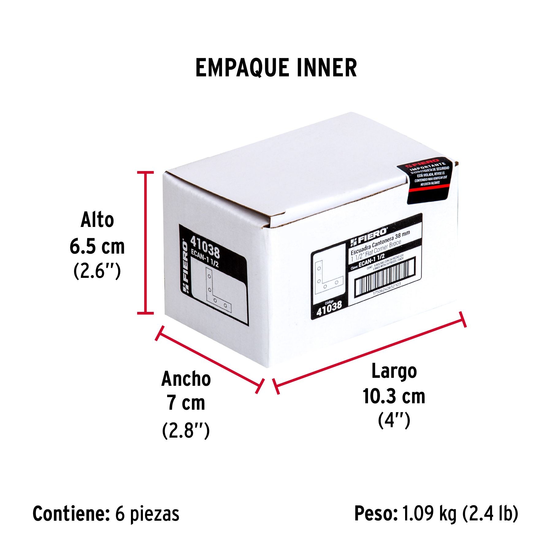 Esquinero Plano Catonero 1"1/2 Fiero Bolsa 24 Piezas