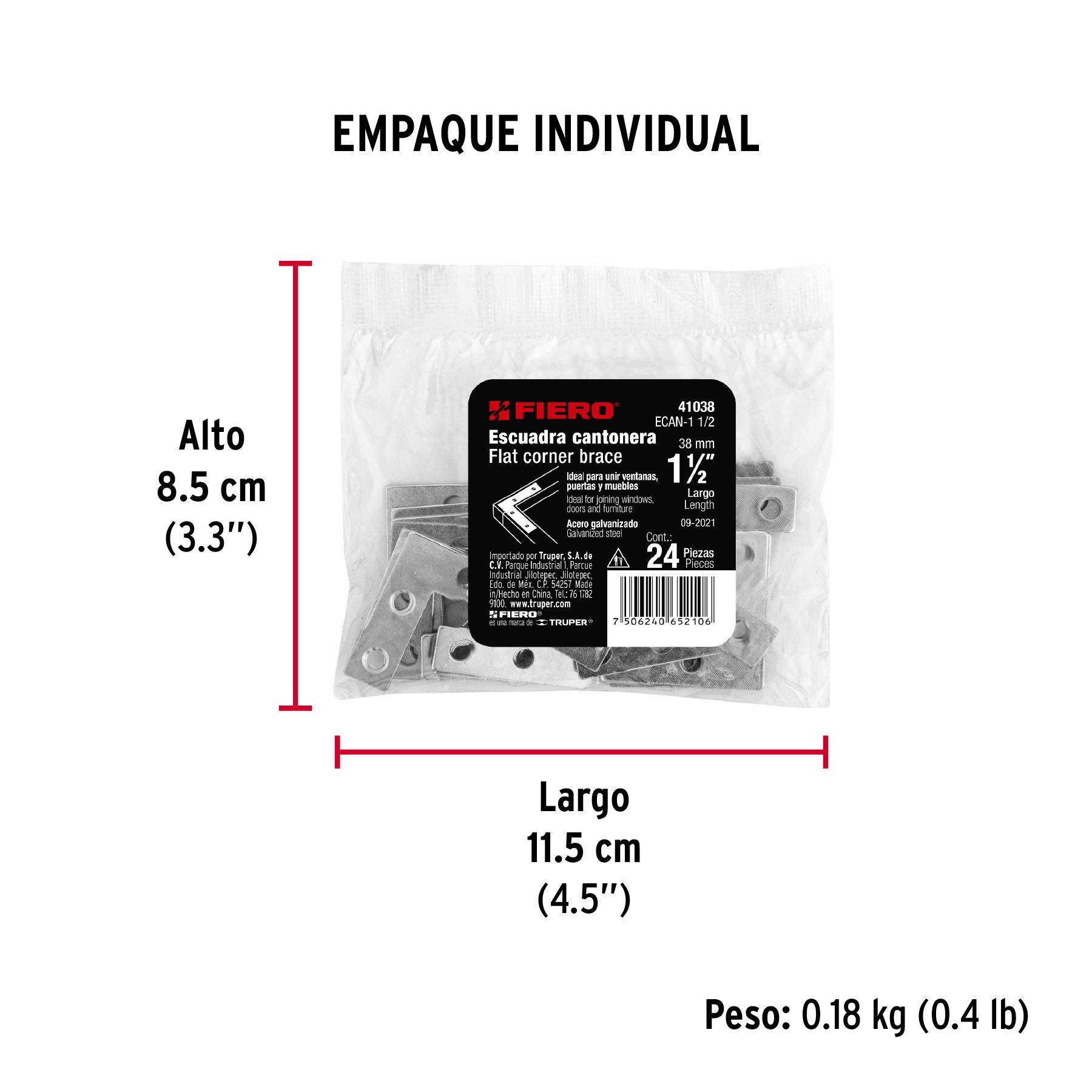 Esquinero Plano Catonero 1"1/2 Fiero por Pieza
