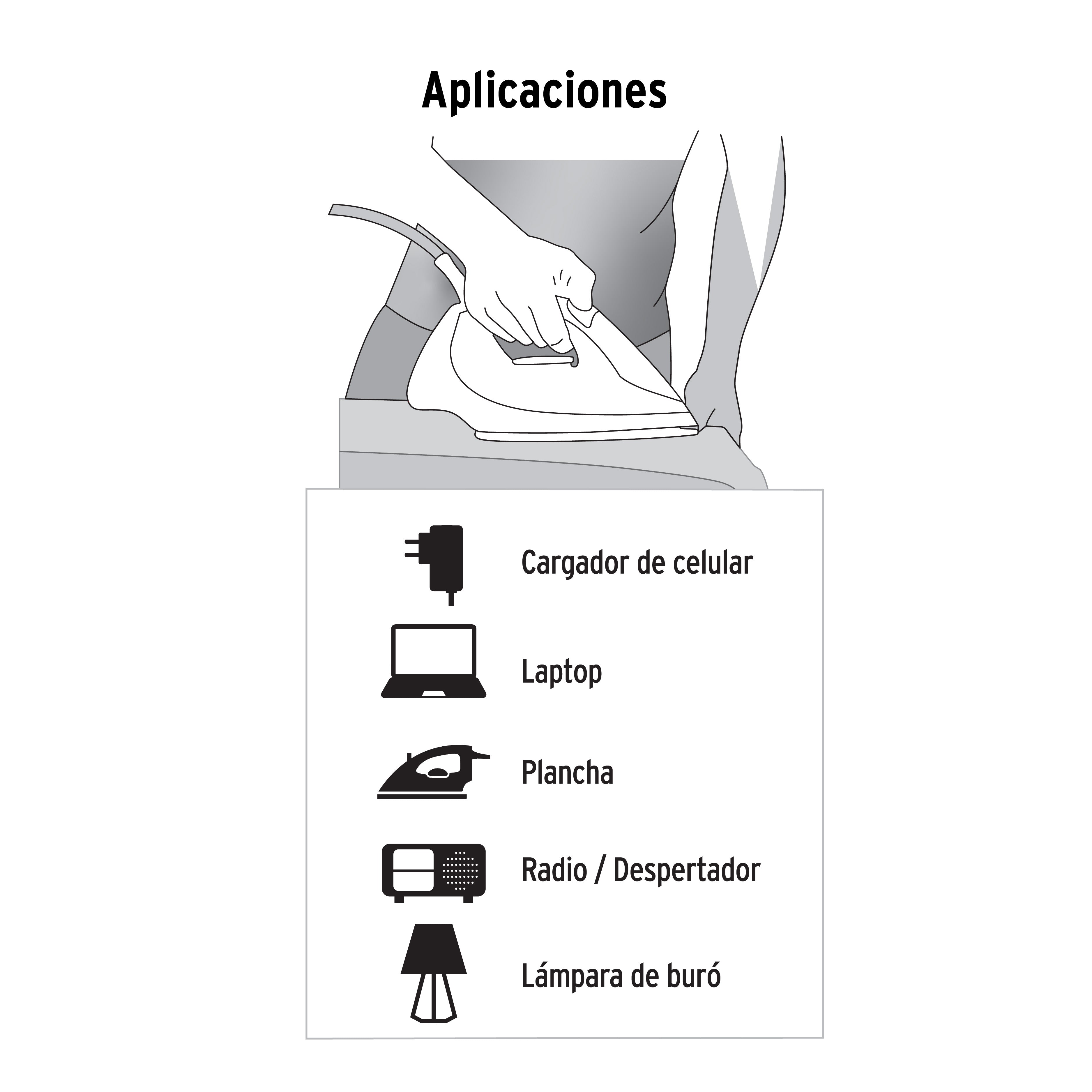 Extension Electrica Domestica Blanca Clavija Plana Volteck  5 Metros